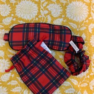 Jcrew Plaid Red Sleep Mask with Scrunchie